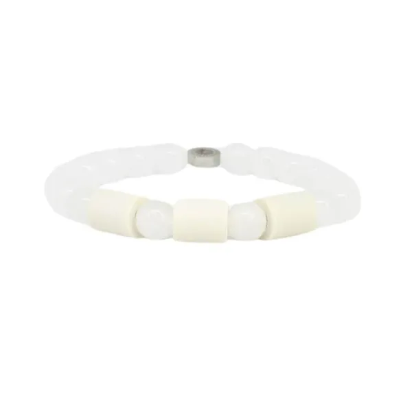 Armband bergkristall 3 naturpärlor S/M