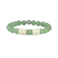 Armband grön aventurin 2 naturpärlor L/XL