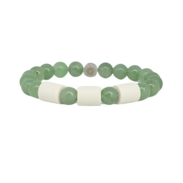 Armband grön aventurin 3 naturpärlor L/XL