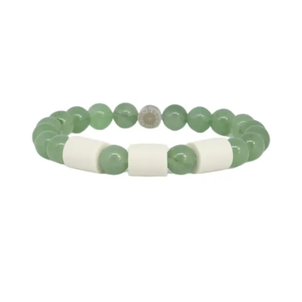 Armband grön aventurin 3 naturpärlor S/M