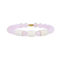 Armband Rosenkvarts med 3 Naturpärlor L/XL