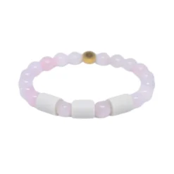Armband Rosenkvarts med 3 Naturpärlor S/M