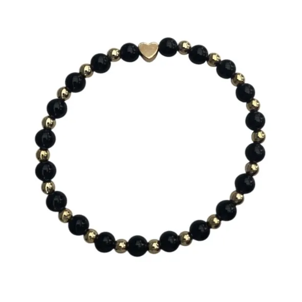 Armband Svart Kalcedon 6mm