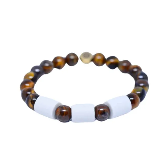 Armband Tigeröga med 3 Naturpärlor S/M