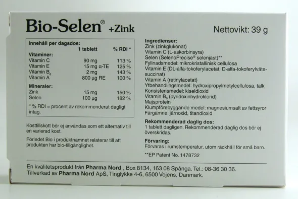 Bio-selen + zink 90 tabletter