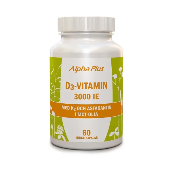D3-vitamin 3000 IE + K2 60 kapslar