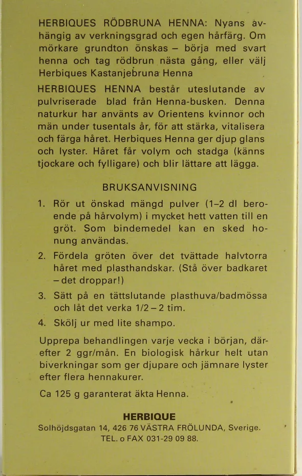 Henna pulver rödbrun 125g