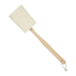 Loofa borste med långt skaft i trä