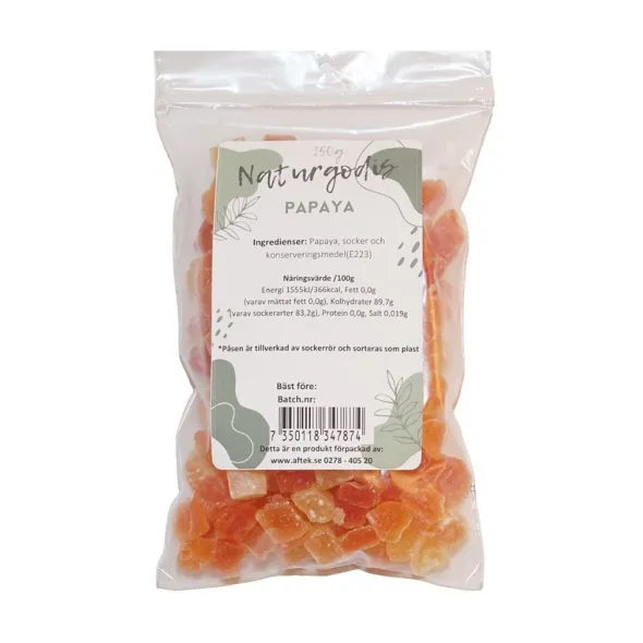 Papaya I Bitar Röd 150g